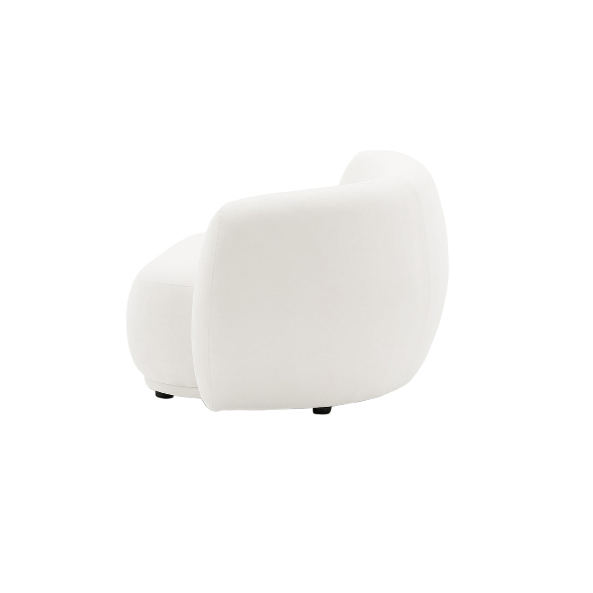 White upholstered chair rear-side view on white background