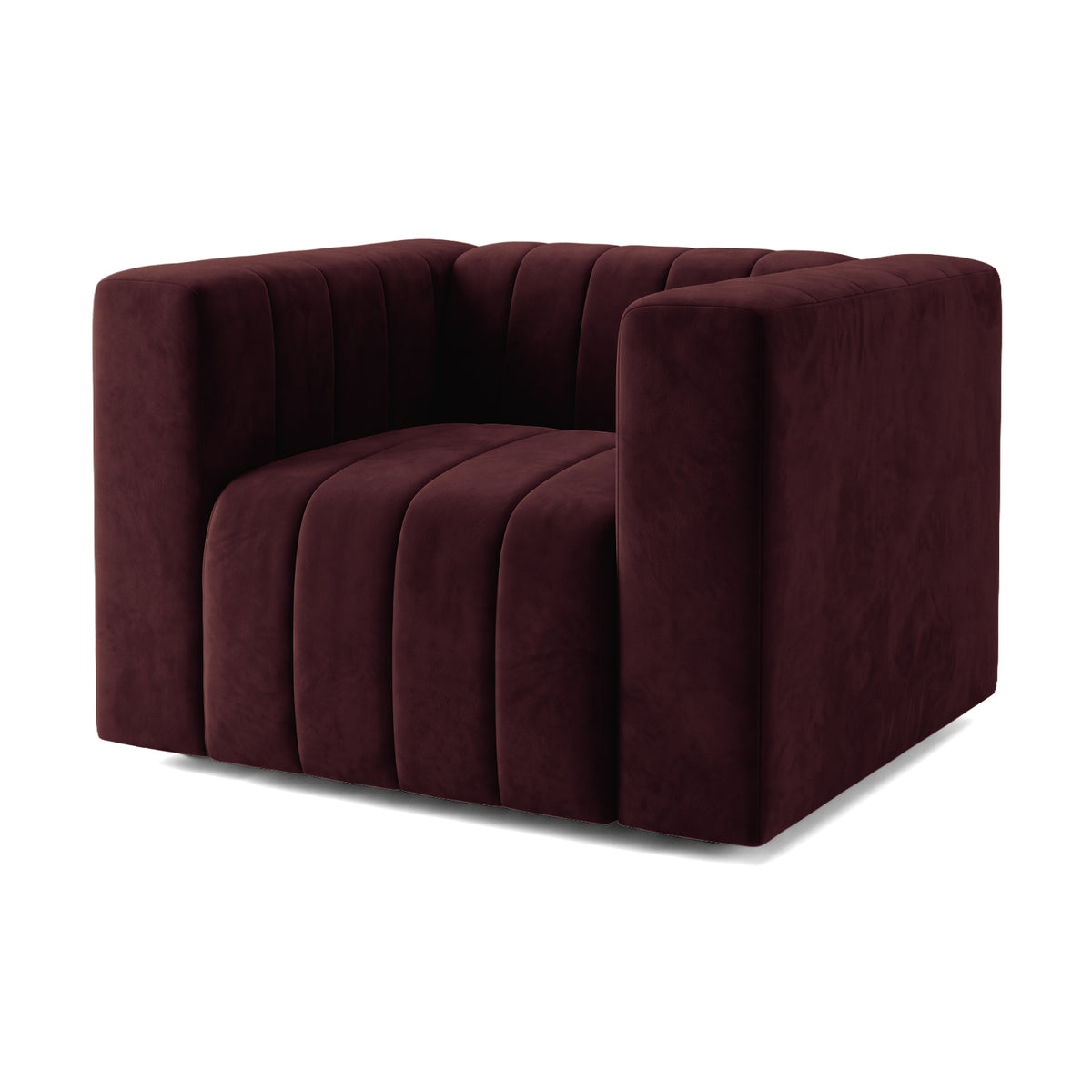 Full Dark Merlot modern armchair on a white background