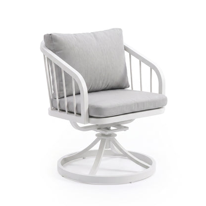 Modern cushioned swivel chair on white background