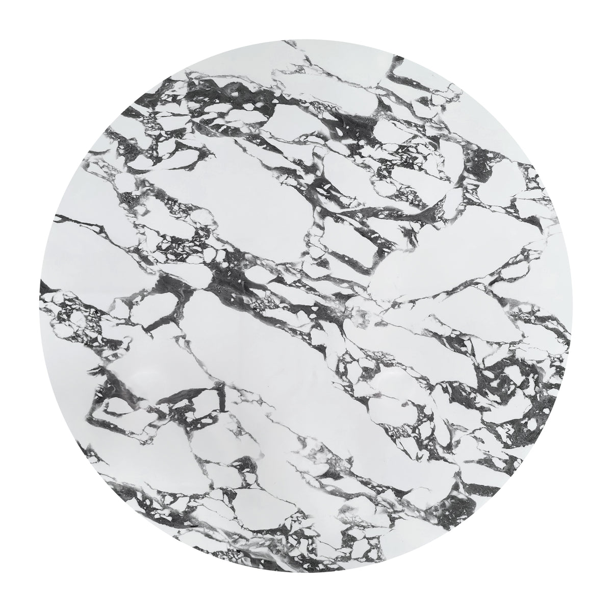 Round marble-patterned tabletop on white background