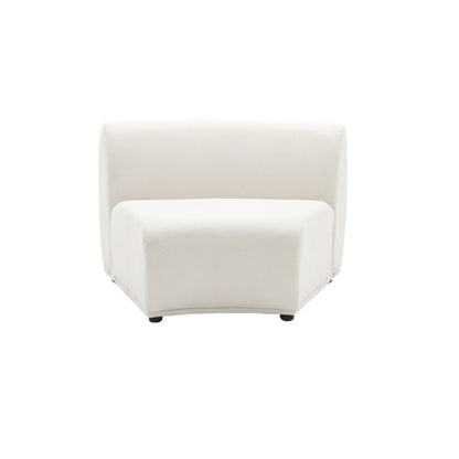 Armless upholstered corner chair on white background