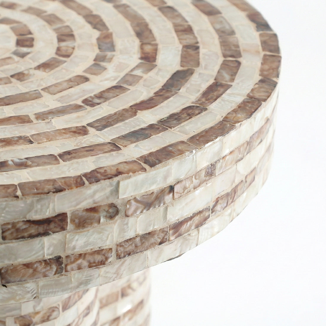 Close-up of mosaic tabletop edge
