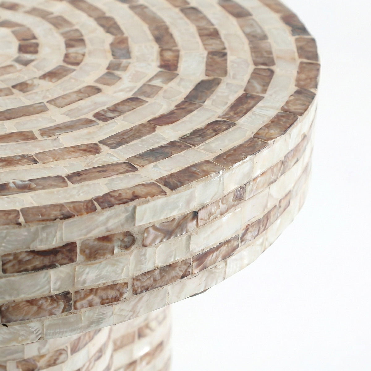 Close-up of mosaic tabletop edge