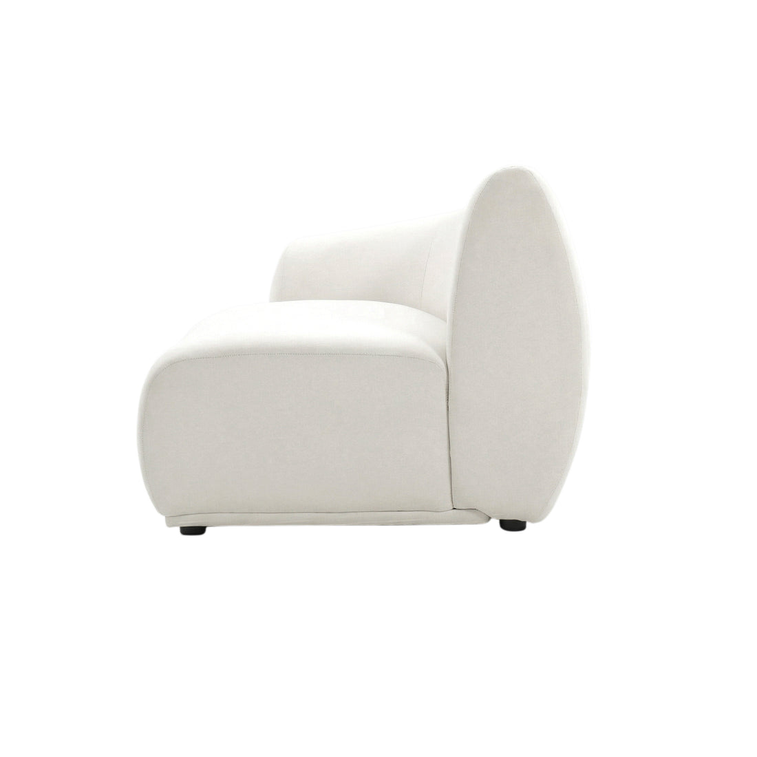 Side view of white sofa on white background
