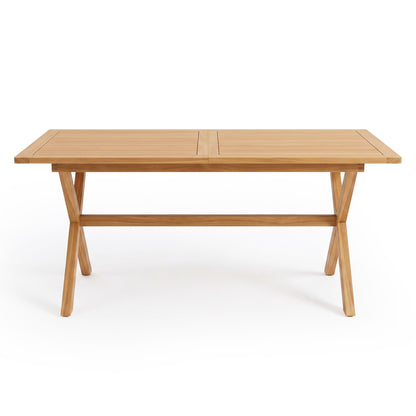 Rectangular wooden table on a white background, front view