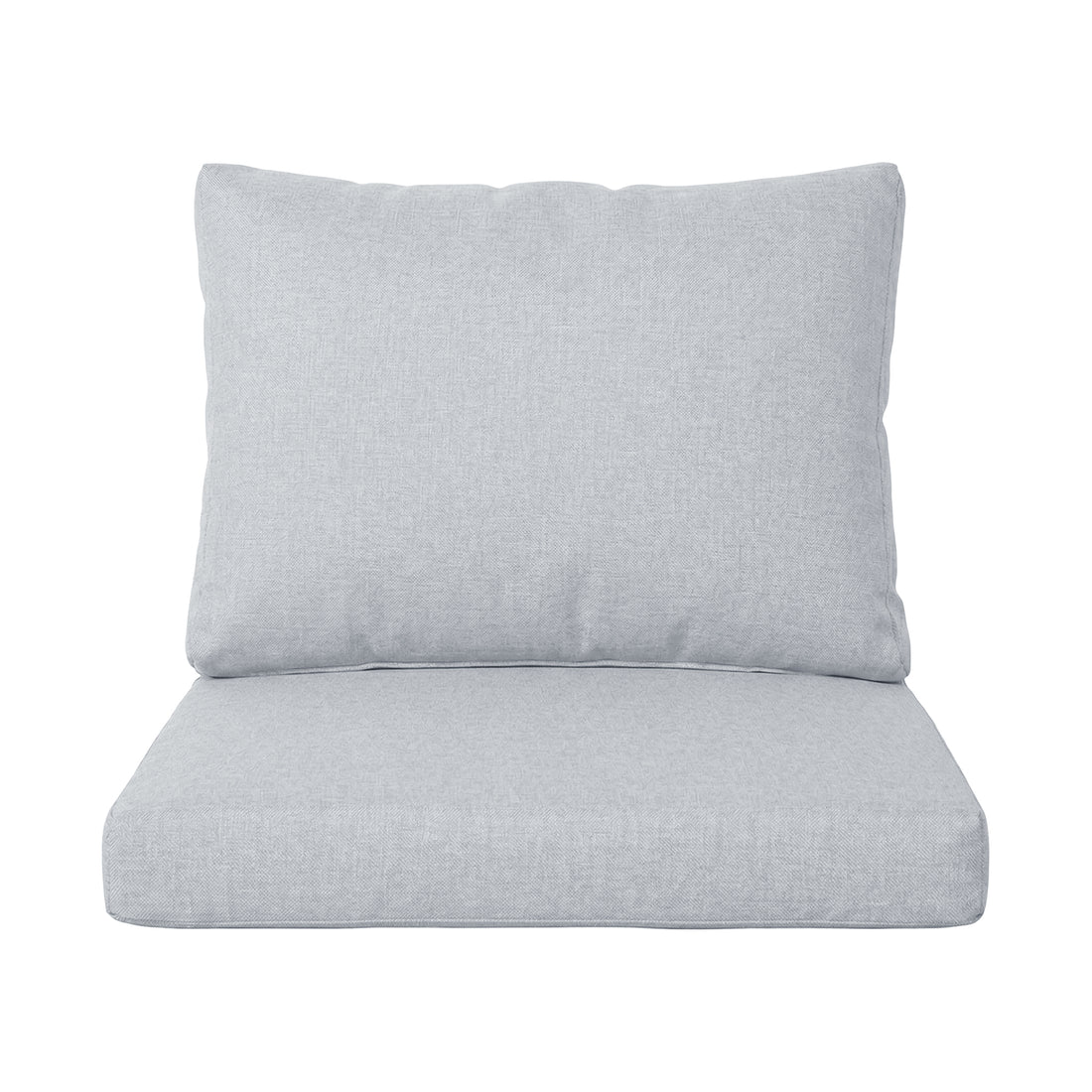 Two-piece light grey cushion set on white background