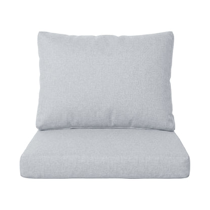 Two-piece light grey cushion set on white background