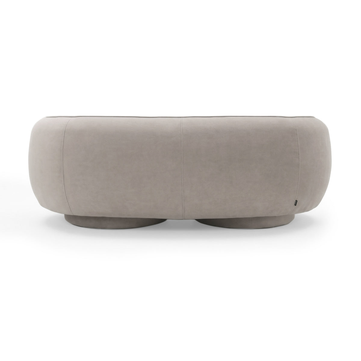 Rear view of light beige sofa on white background