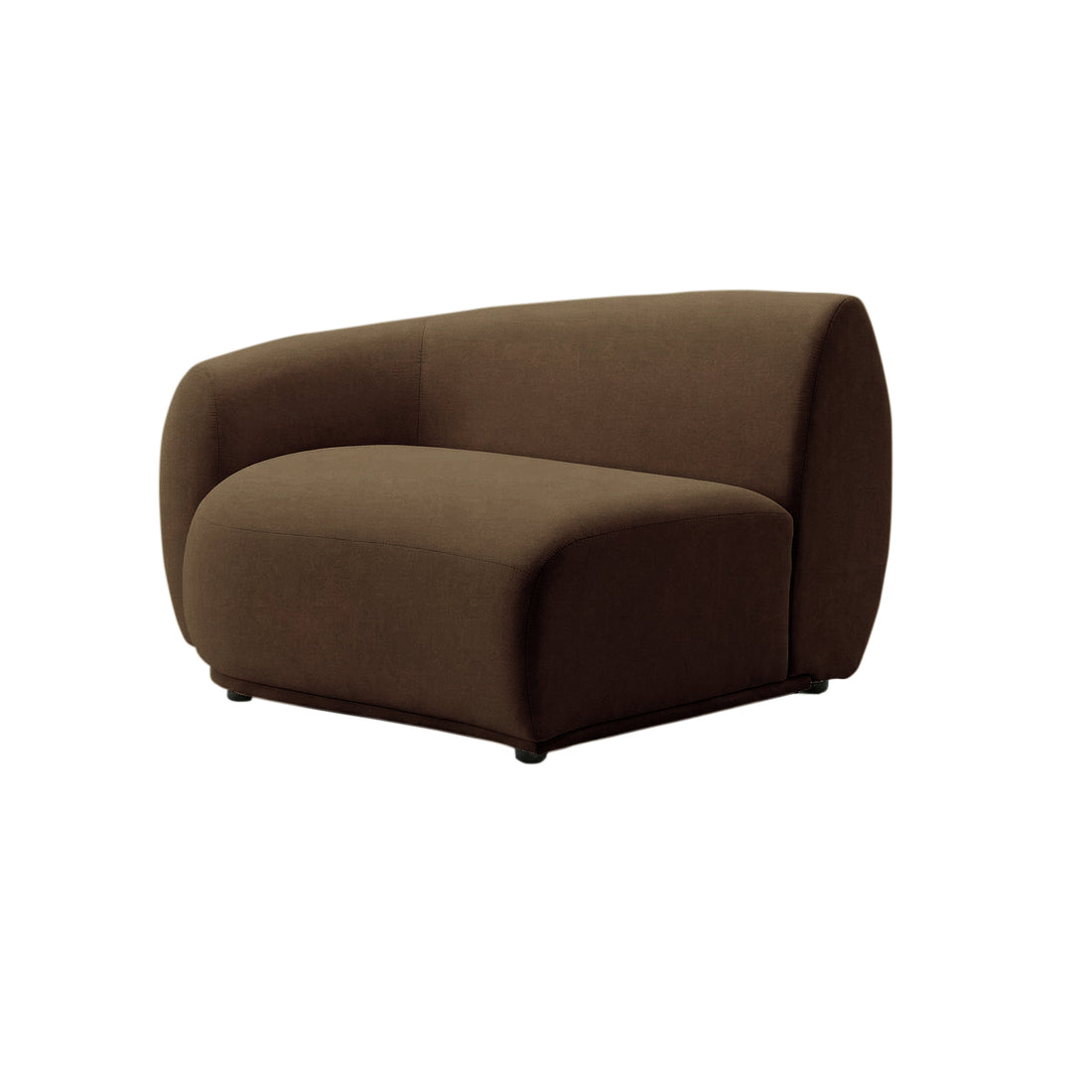 Brown upholstered sofa section on white background