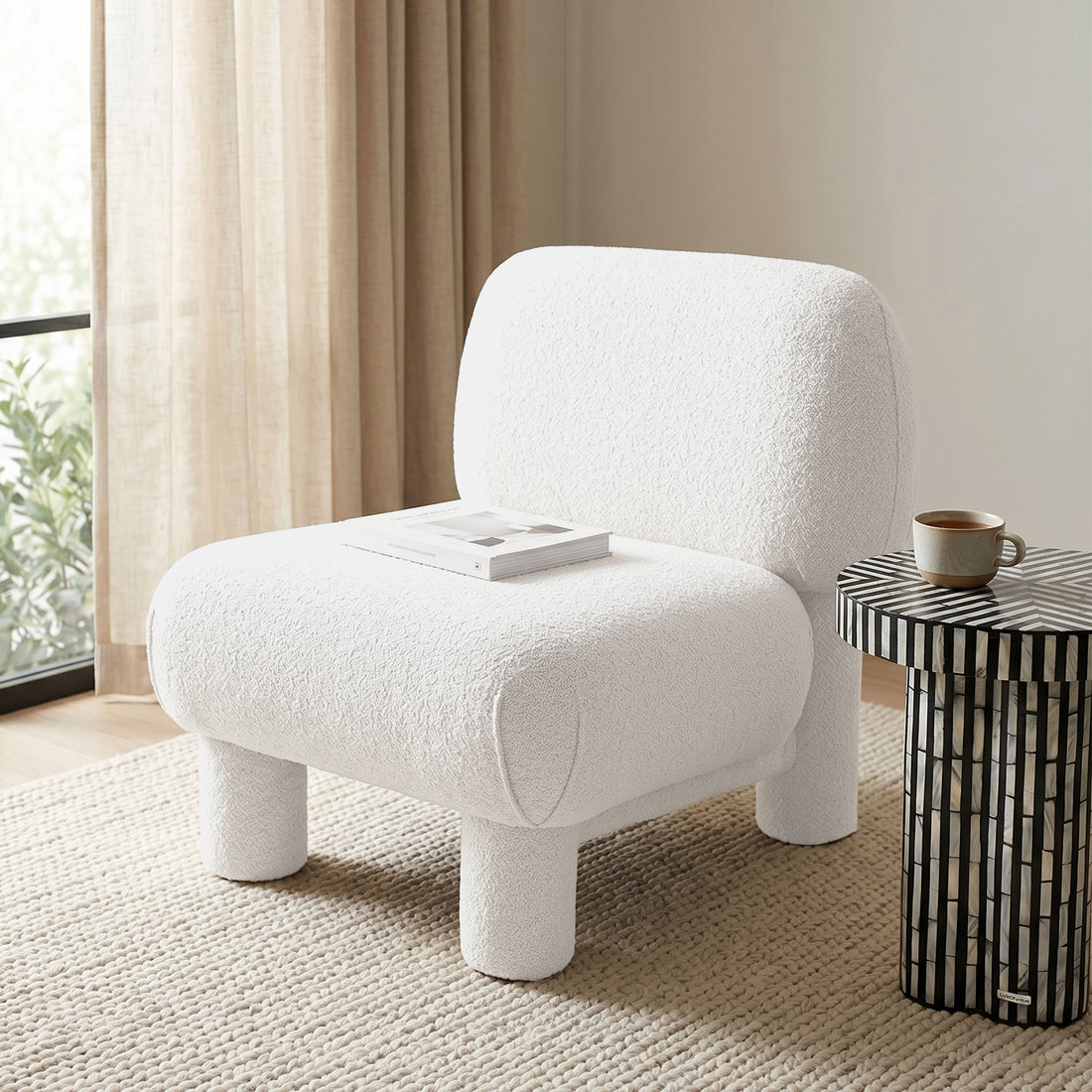 Accent chair styled in a living room