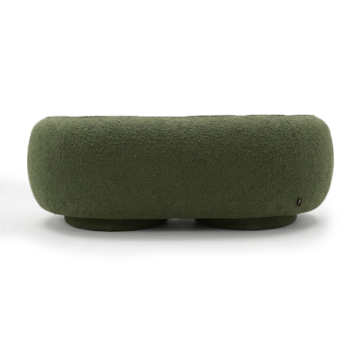 Green rounded ottoman on white background