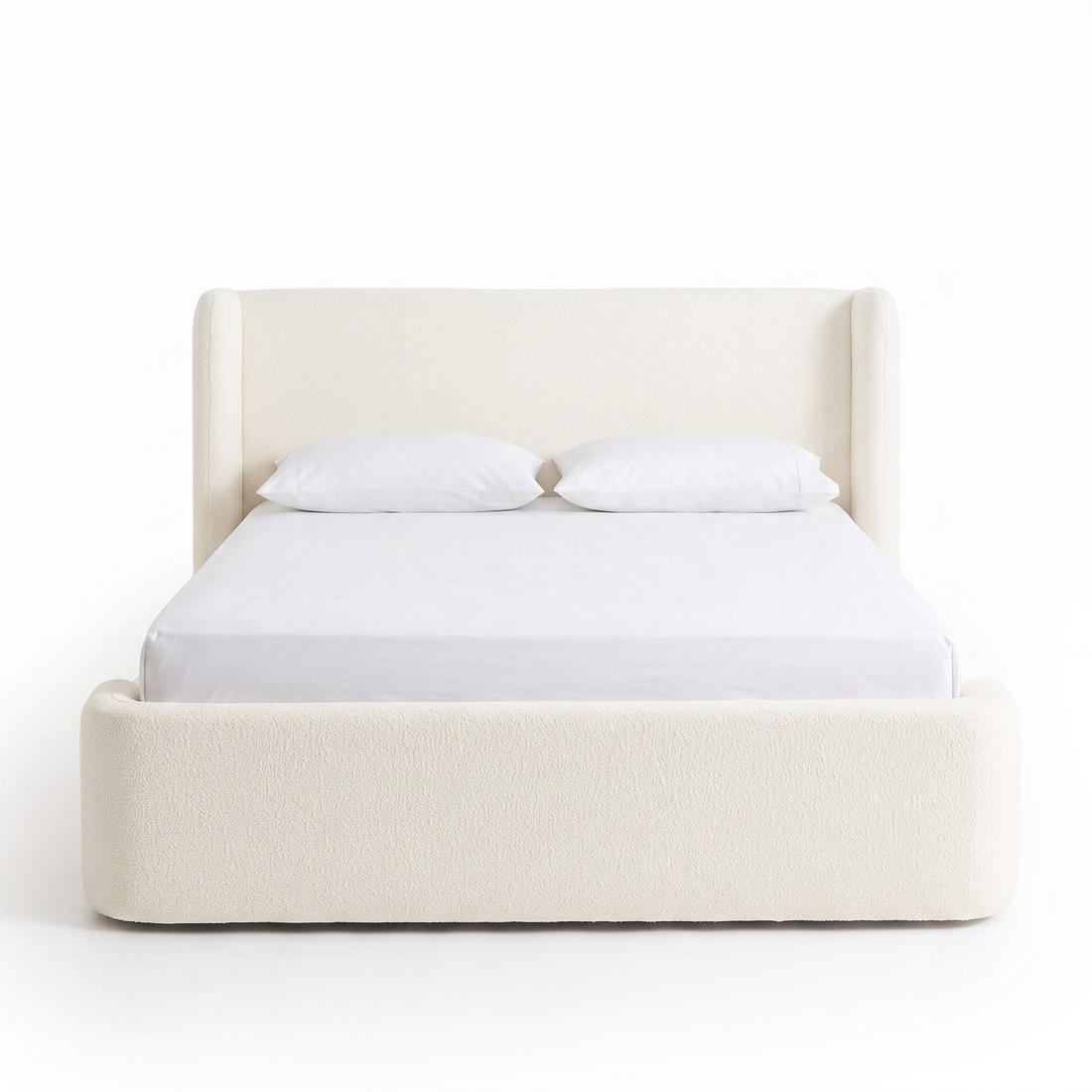 Full upholstered bed shown on a white background