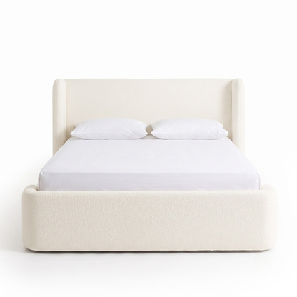Full upholstered bed shown on a white background