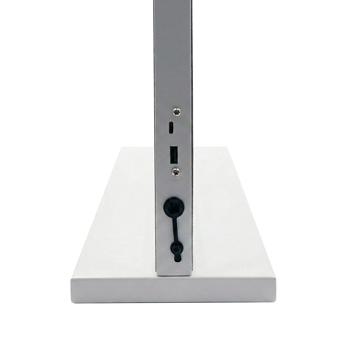Close-up of side view showing device ports and lock on white background