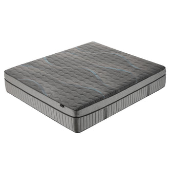Full gray mattress on white background with textured surface