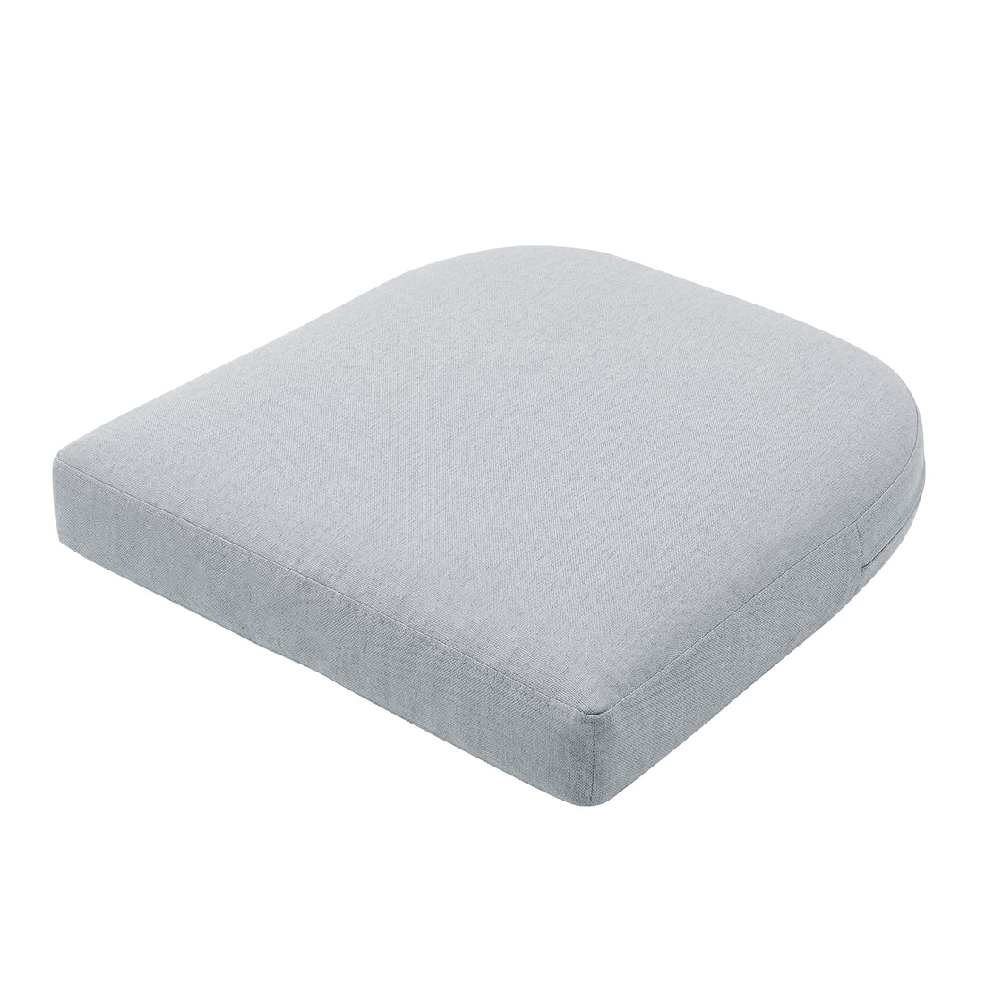 Light grey square seat cushion on white background
