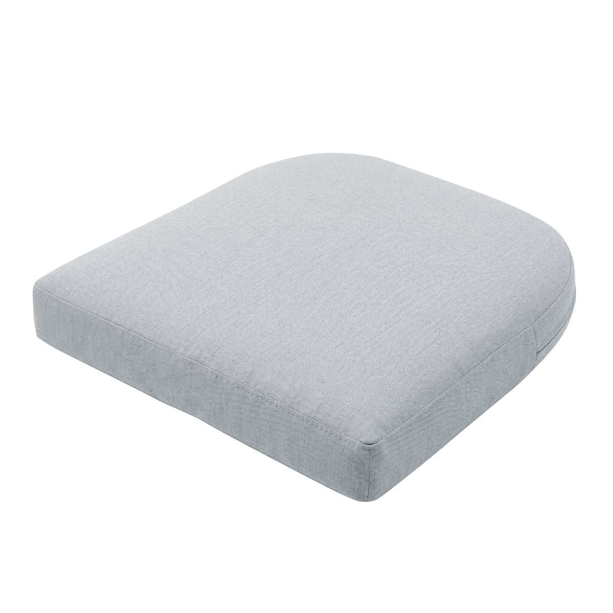 Light grey square seat cushion on white background