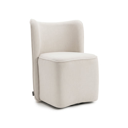 A modern upholstered chair on a plain white background