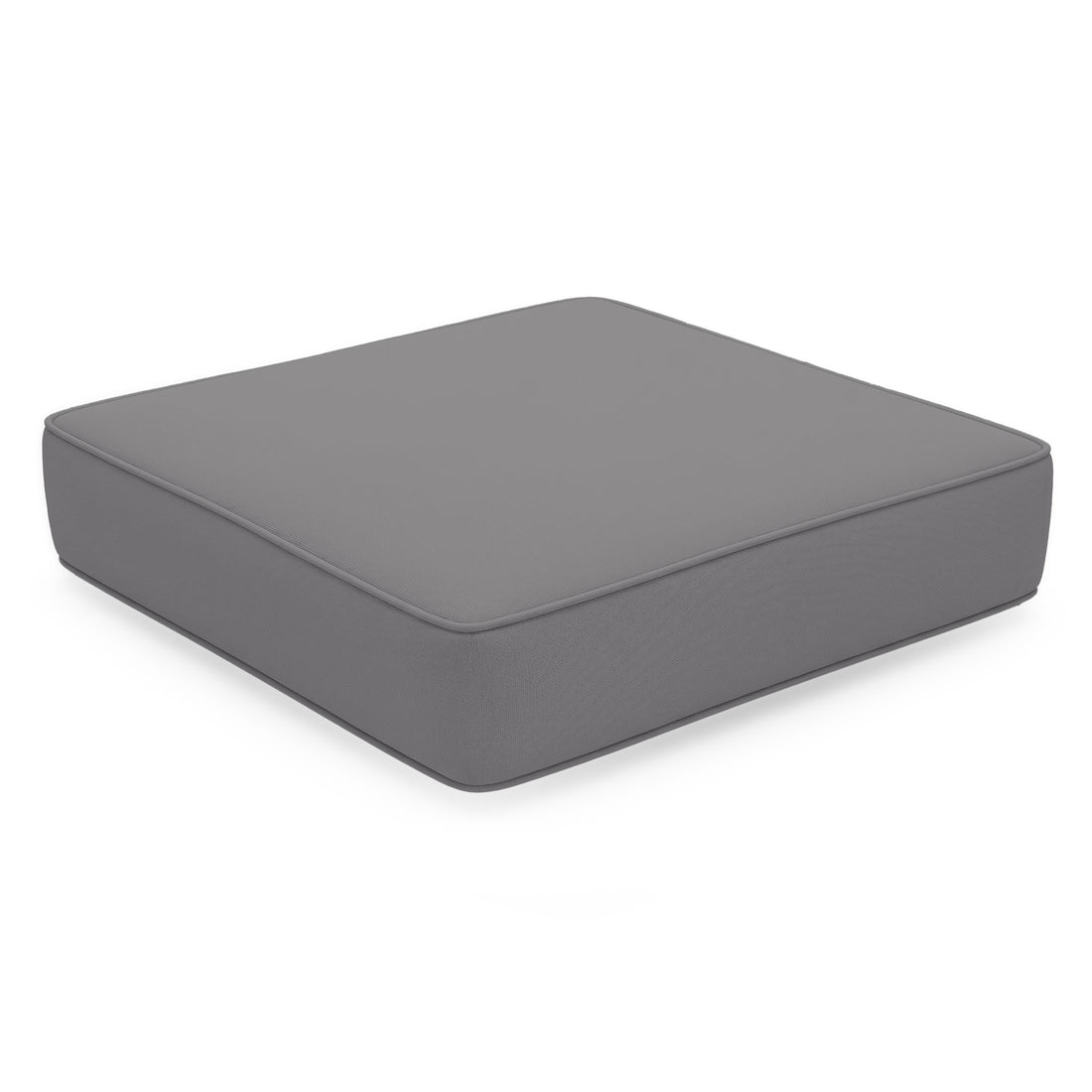 Vernon Outdoor Cushion Covers Set of 5 in Grey, featuring a minimalist, medium-gray fabric with subtle piping, designed to seamlessly slip over existing cushions for a sleek, modern outdoor look.