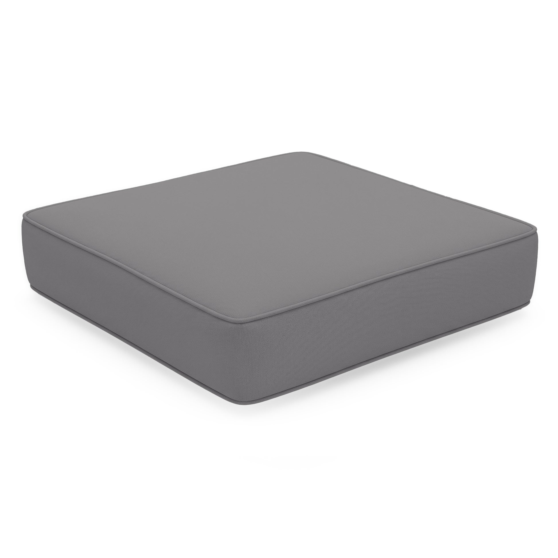 Vernon Outdoor Cushion Covers Set of 5 in Grey, featuring a minimalist, medium-gray fabric with subtle piping, designed to seamlessly slip over existing cushions for a sleek, modern outdoor look.