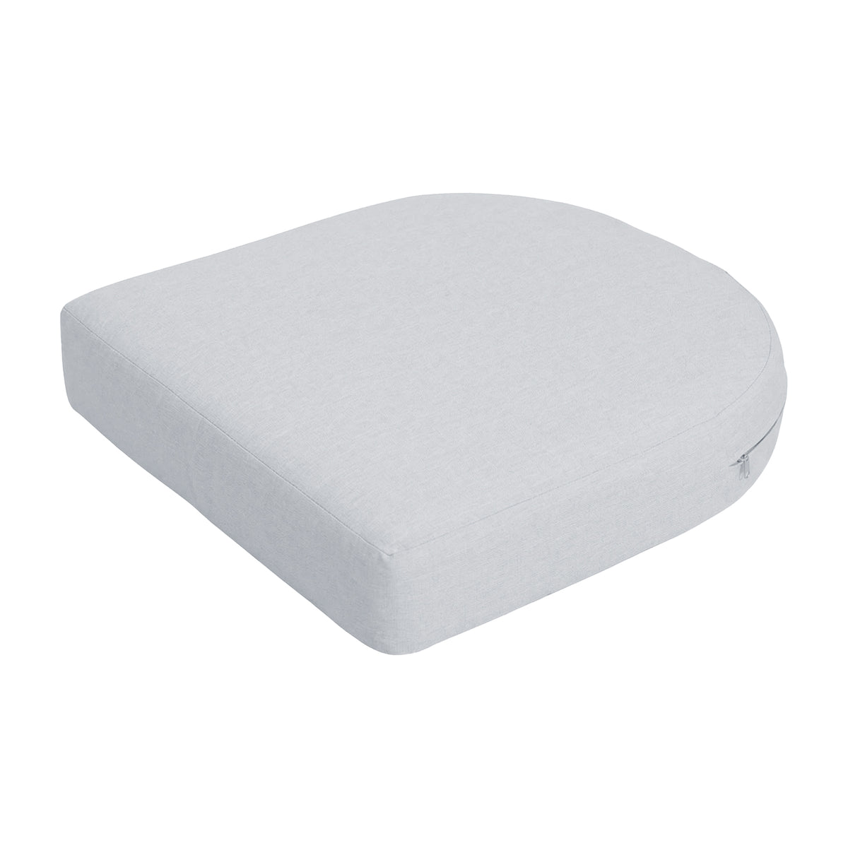 Light gray square cushion pad with rounded edges on white background