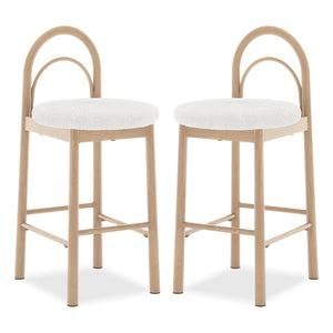Sasha Arched Boucle Bar Stool in Cream White (Set of 2)