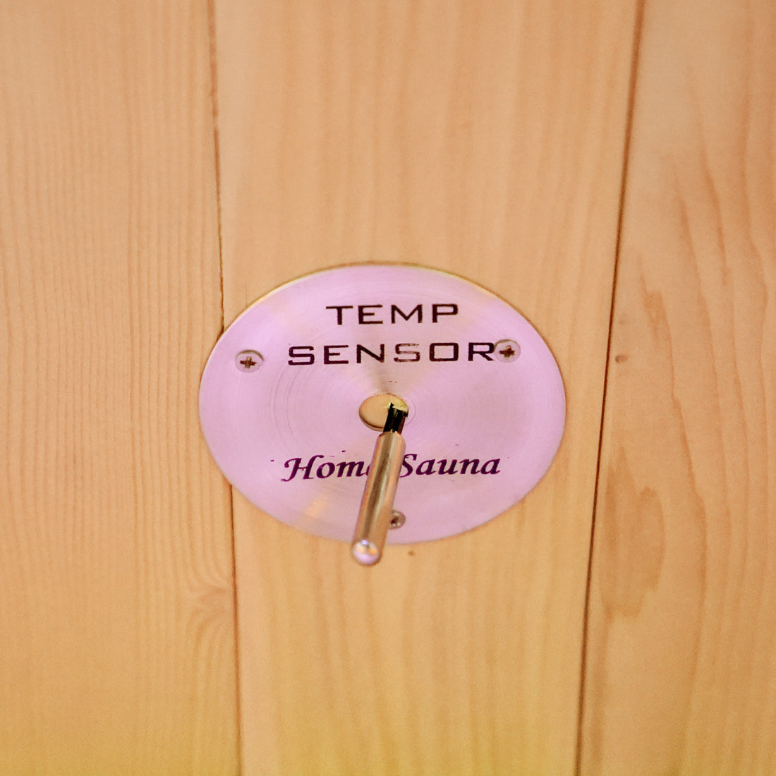 Temperature sensor mounted on a wooden wall