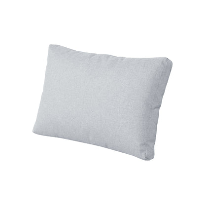 Light grey rectangular pillow angled on white background