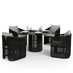 Vellora 4 Seater Wicker Outdoor Dining Set in Black