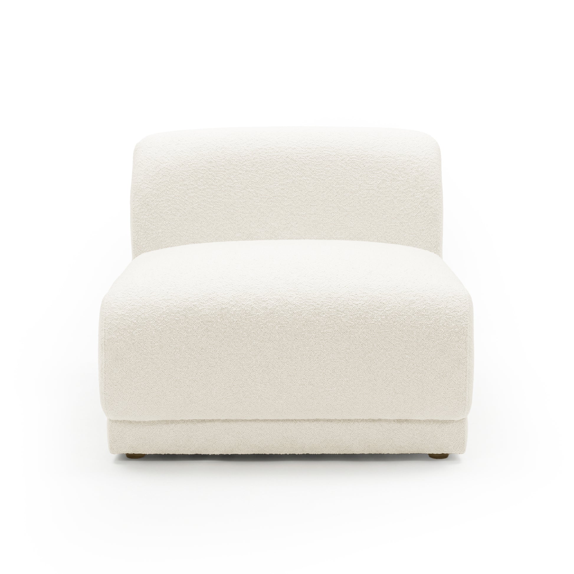 Cream boucle accent chair on white background