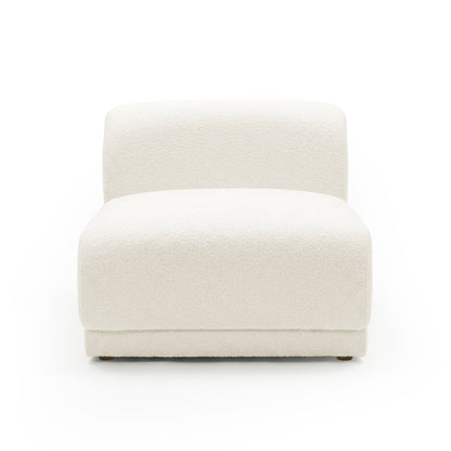 Cream boucle accent chair on white background