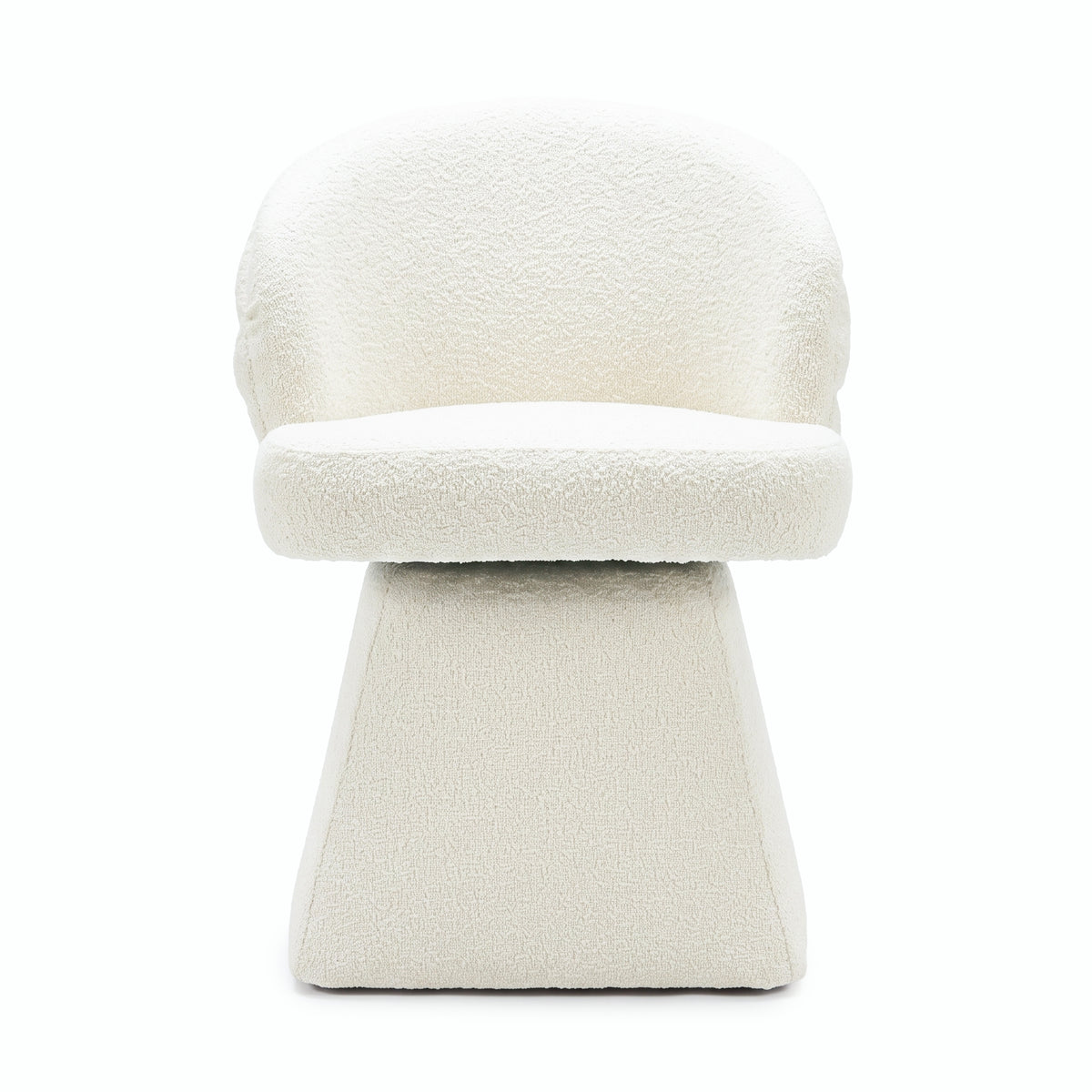 Modern off-white upholstered chair on a white background.