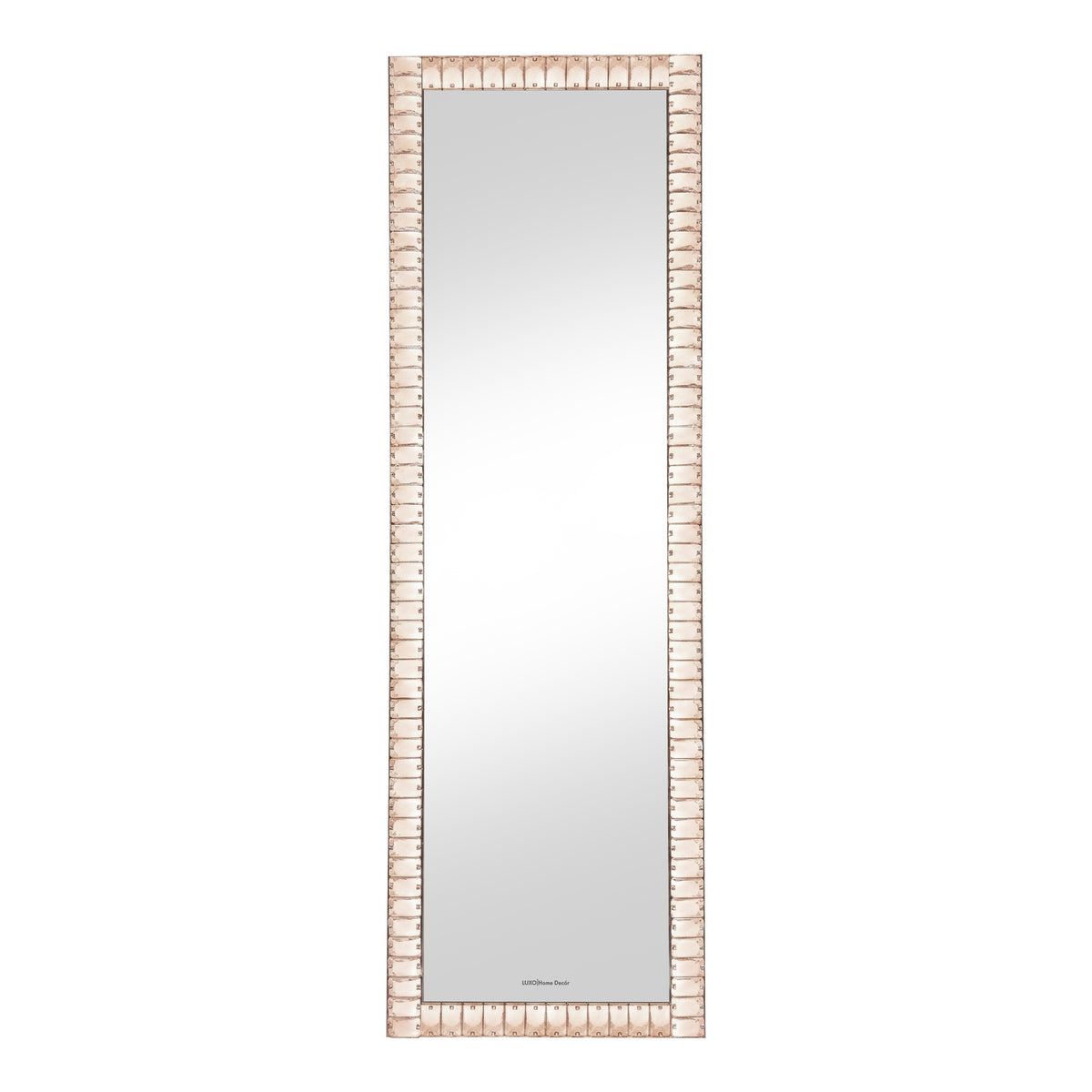 Full-length mirror with shell-like frame on white background