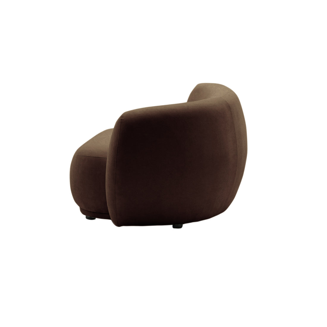 Side and rear view of brown armchair on white background