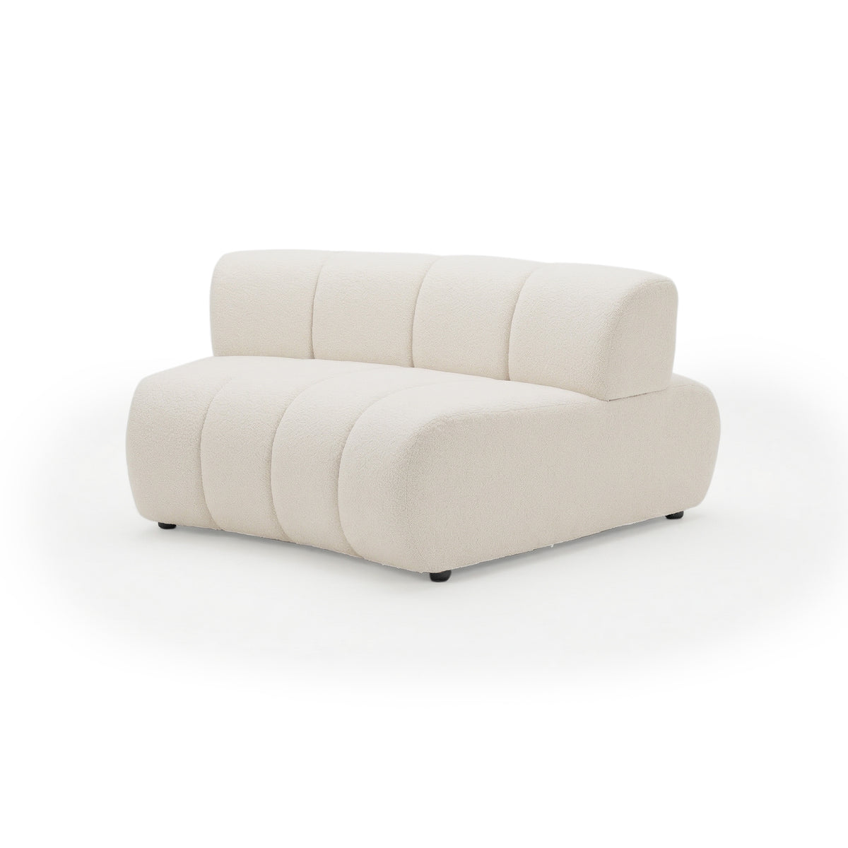 Modern armless accent chair with tufted upholstery on white background
