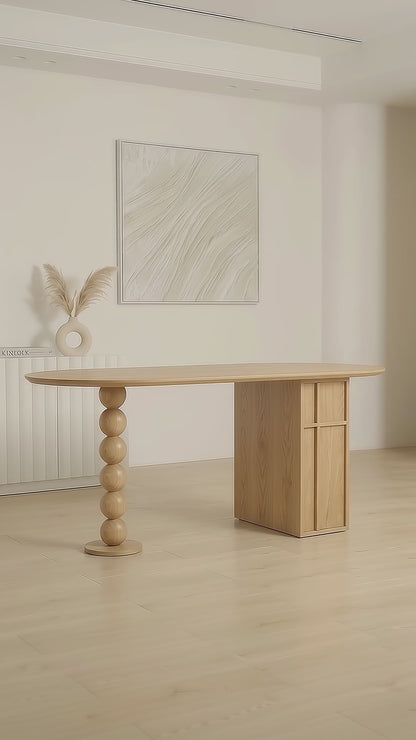 Louisa Oval Foldable Dining Table with Storage in Natural