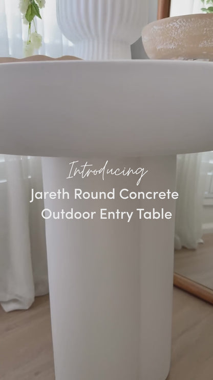 Jareth 80cm Round Concrete Outdoor Entry Table in White