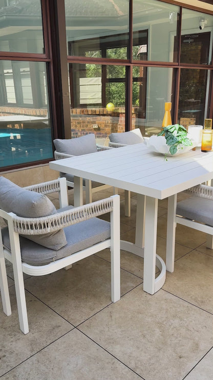 Tavari 6 Seater Curved Outdoor Dining Set in Light Grey