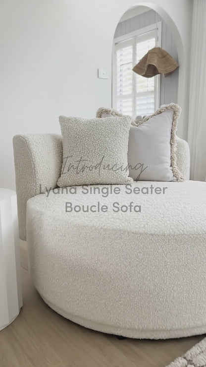 Lyana Single Seater Boucle Sofa in Cream White
