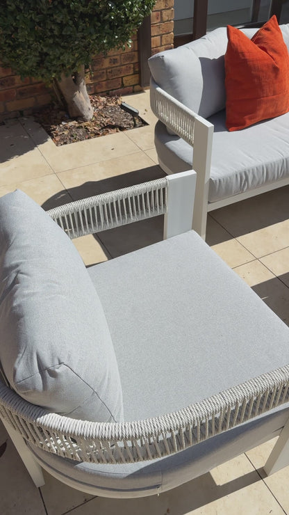 Sorrelle 5 Seater Curved Outdoor Sofa Set in Light Grey