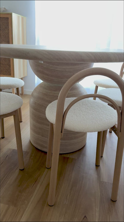 Gilles Boucle Arched Dining Chairs Set of 2  in Cream White